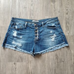 Distressed Blue Denim Shorts